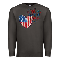 Smoke 4th of july american flag heart butterfly Premium Sweatshirt - MaliasSmallBusiness