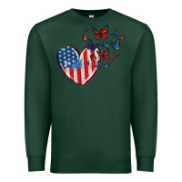 Sports Green 4th of july american flag heart butterfly Premium Sweatshirt - MaliasSmallBusiness