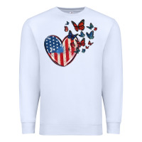 4th Of July American Flag Heart Butterfly Premium Sweatshirt | Teevron