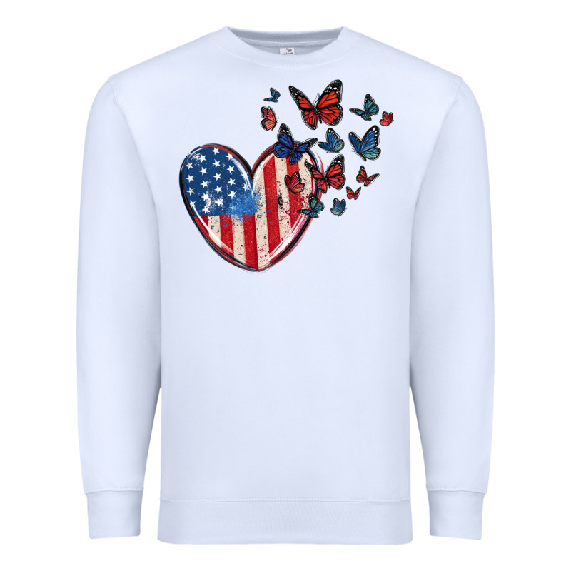 4th Of July American Flag Heart Butterfly Premium Sweatshirt by MaliasSmallBusiness | Teevron