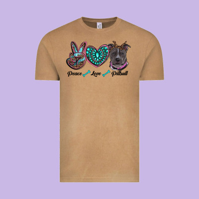 Peace Love Pitbull Vintage Tee Designed By Ranaportraitstore