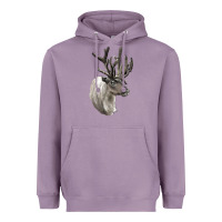Lavender Reindeer Buck Deer Head Heavyweight Hoodie - LillyAllenDesigns