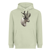 Matcha Reindeer Buck Deer Head Heavyweight Hoodie - LillyAllenDesigns