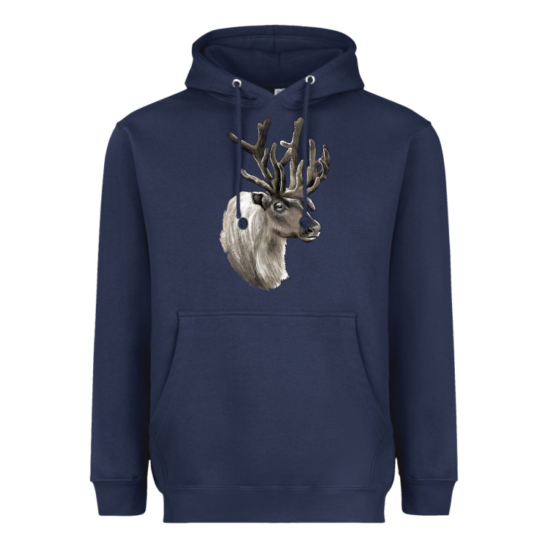 Reindeer Buck Deer Head Heavyweight Hoodie by LillyAllenDesigns | Teevron