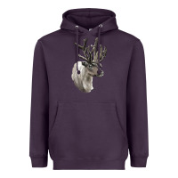 Plum Reindeer Buck Deer Head Heavyweight Hoodie - LillyAllenDesigns