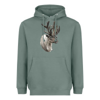 Sage Reindeer Buck Deer Head Heavyweight Hoodie - LillyAllenDesigns
