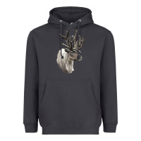 Smoke Reindeer Buck Deer Head Heavyweight Hoodie - LillyAllenDesigns