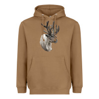Toasted Coconut Reindeer Buck Deer Head Heavyweight Hoodie - LillyAllenDesigns