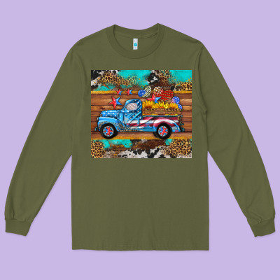 Western  American Truck Sunflowers  Mousepad Long Sleeve Tee Designed By Hra Design Shop
