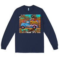 Navy western  american truck sunflowers  mousepad Long Sleeve Tee - HRA Design Shop