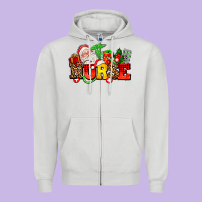 Nurse With Christmas Zipper Hoodie Designed By Adodesignshop