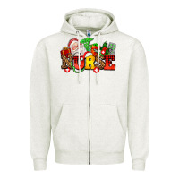 Oatmeal Heather nurse with Christmas Zipper Hoodie - AdoDesignShop
