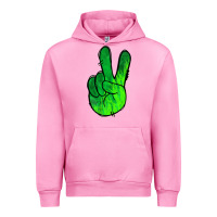 Fuchsia Pink Green Peace Sign Urban Hoodie - Jasminsmagicworld