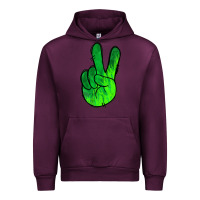 Mauve Wine Green Peace Sign Urban Hoodie - Jasminsmagicworld