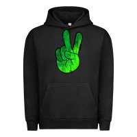 Pigment Black Green Peace Sign Urban Hoodie - Jasminsmagicworld