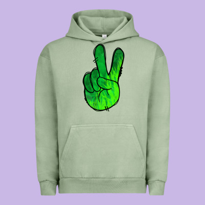 Green Peace Sign Urban Hoodie Designed By Jasminsmagicworld