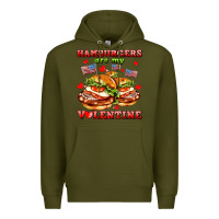 Army Green hamburger are my valentine Premium Hoodie - AdoDesignShop