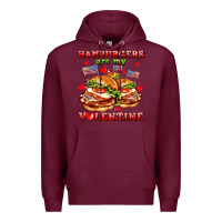 Burgundy hamburger are my valentine Premium Hoodie - AdoDesignShop