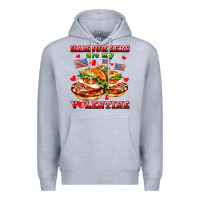 Heather Grey hamburger are my valentine Premium Hoodie - AdoDesignShop