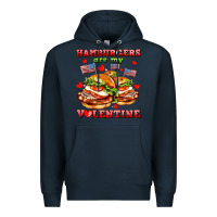 Navy hamburger are my valentine Premium Hoodie - AdoDesignShop