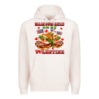 Pale Pink hamburger are my valentine Premium Hoodie - AdoDesignShop
