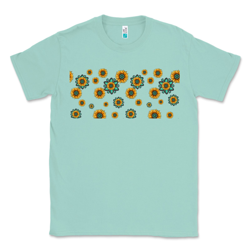 Sunflowers And Turquoise 16oz Libbey Glass Classic Tee by HRA Design Shop | Teevron