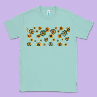 Sunflowers And Turquoise 16oz Libbey Glass Classic Tee Designed By Hra Design Shop