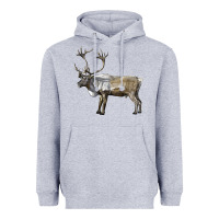 Heather Grey reindeer buck deer Heavyweight Hoodie - LillyAllenDesigns
