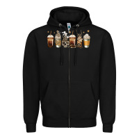Black skeleton coffee cups Zipper Hoodie - Jasminsmagicworld