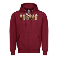 Burgundy skeleton coffee cups Zipper Hoodie - Jasminsmagicworld