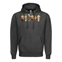 Charcoal Heather skeleton coffee cups Zipper Hoodie - Jasminsmagicworld