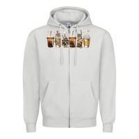 Dove Grey skeleton coffee cups Zipper Hoodie - Jasminsmagicworld