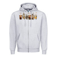 Heather Grey skeleton coffee cups Zipper Hoodie - Jasminsmagicworld