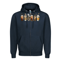 Navy skeleton coffee cups Zipper Hoodie - Jasminsmagicworld