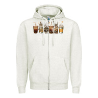 Oatmeal Heather skeleton coffee cups Zipper Hoodie - Jasminsmagicworld
