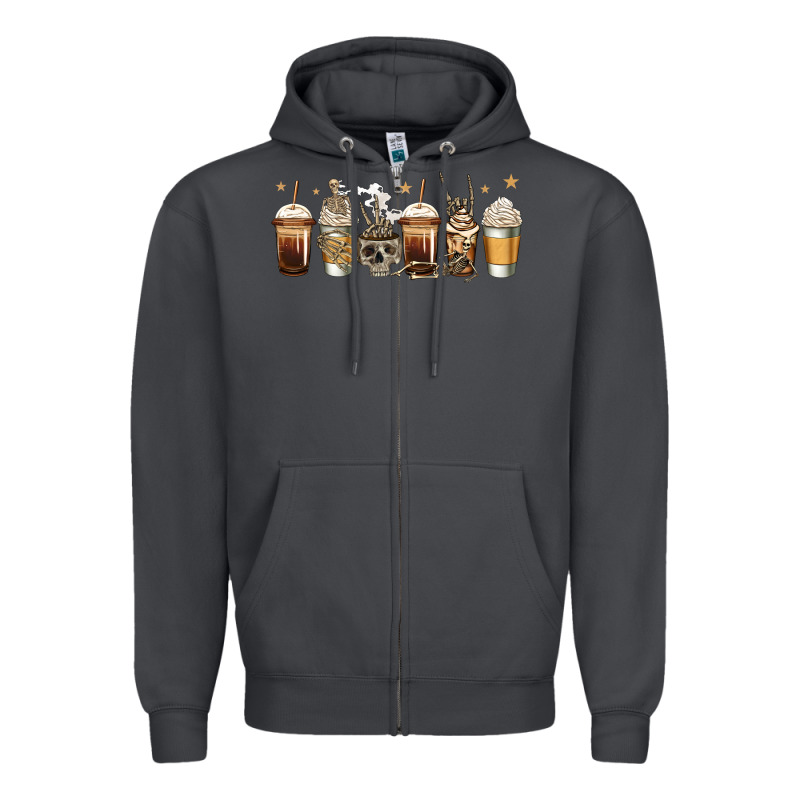 Skeleton Coffee Cups Zipper Hoodie by Jasminsmagicworld | Teevron