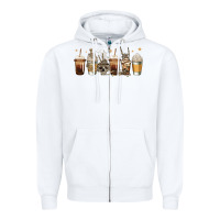 White skeleton coffee cups Zipper Hoodie - Jasminsmagicworld
