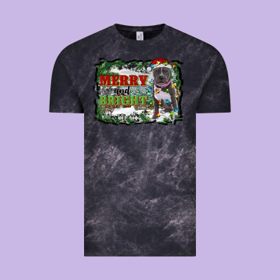 Merry And Bright Pitbull With Farm Vintage Tee Designed By Ranaportraitstore