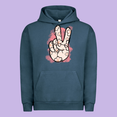Floral Peace Sign Urban Hoodie Designed By Jasminsmagicworld