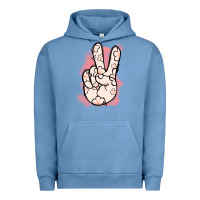 Pigment Pebble Blue Floral Peace Sign Urban Hoodie - Jasminsmagicworld