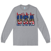 Heather Grey land of the free usa Long Sleeve Tee - RacoonDesign