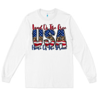 White land of the free usa Long Sleeve Tee - RacoonDesign