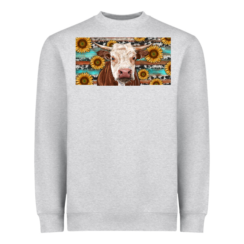 Heifer With Sunflower And Serape Heavyweight Sweatshirt by RanaPortraitStore | Teevron