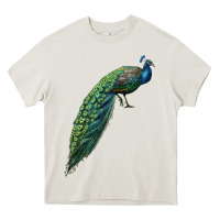 Cream Peacock Heavy Core Tee - LillyAllenDesigns