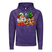 Cloud Purple santa and reindeer Vintage Hoodie - Zillion Design Studio