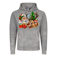 Cloud Rock santa and reindeer Vintage Hoodie - Zillion Design Studio