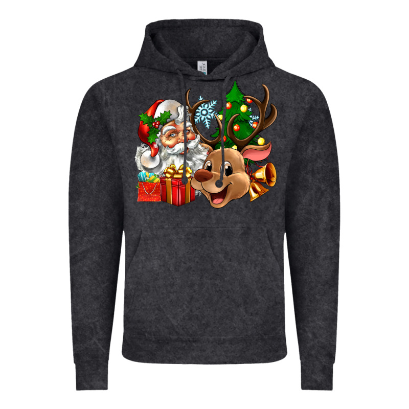 Santa And Reindeer Vintage Hoodie by Zillion Design Studio | Teevron