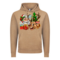 Vintage Coffee santa and reindeer Vintage Hoodie - Zillion Design Studio