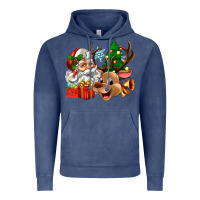 Vintage Denim santa and reindeer Vintage Hoodie - Zillion Design Studio