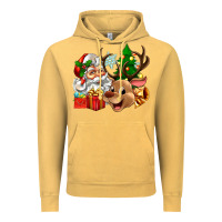 Vintage Mustard santa and reindeer Vintage Hoodie - Zillion Design Studio